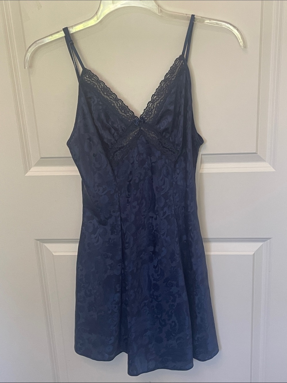 Adonna Midnight Blue Lace and Satin Nightie Medium Slip Dress